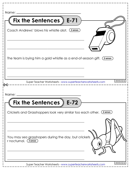 Fix the Sentences E-71 through E-75