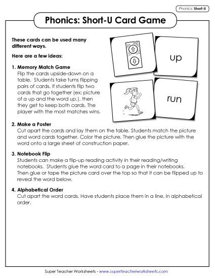 Picture-Word Match Game (Short U)