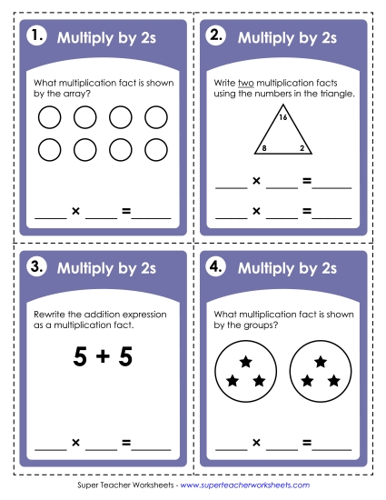 Task Cards: Multiplying by 2s