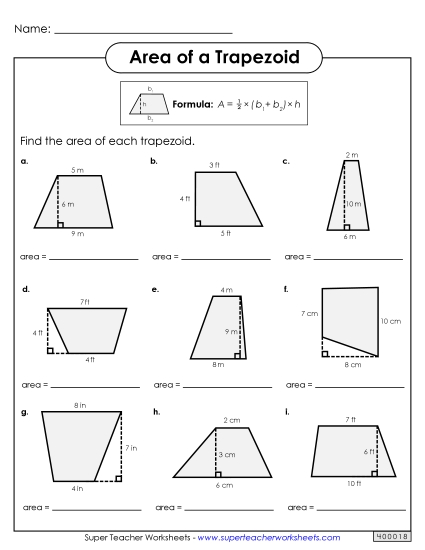 Areas of Trapezoids Practice (Basic)