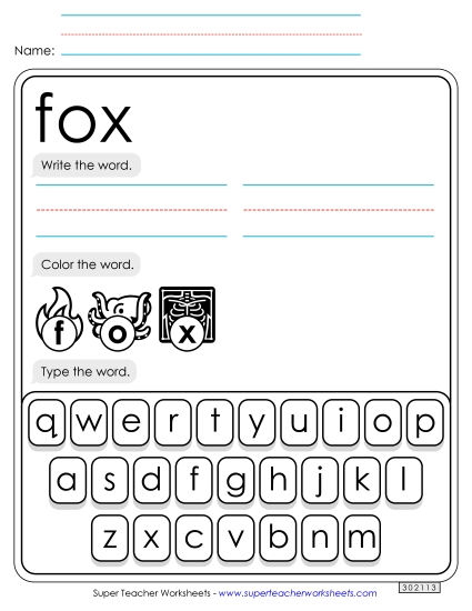 Write, Color, Type: Fox