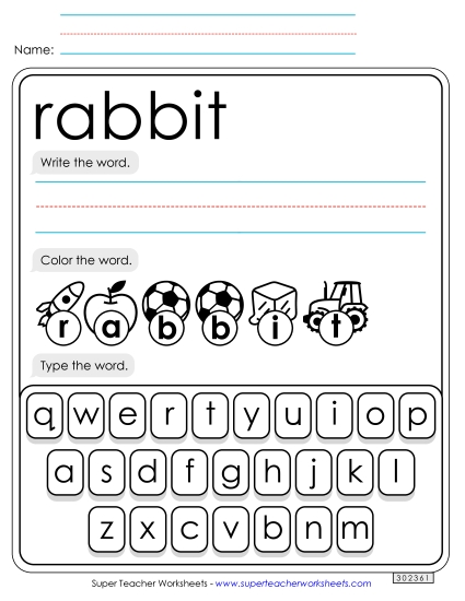 Write, Color, Type: Rabbit