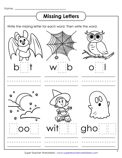 Missing Letters Halloween Worksheet