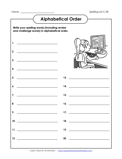 ABC Order: Write List (C-28)