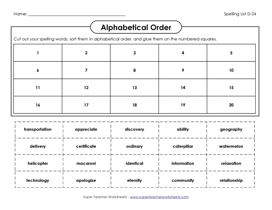 ABC Order: Cut & Glue (D-24)