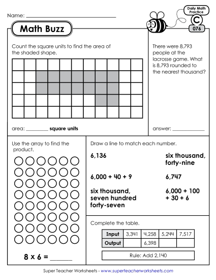Math Buzz: Week 16<br>Worksheets 76 through 80