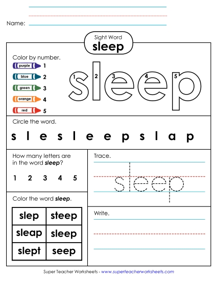 Worksheet 4: Sleep