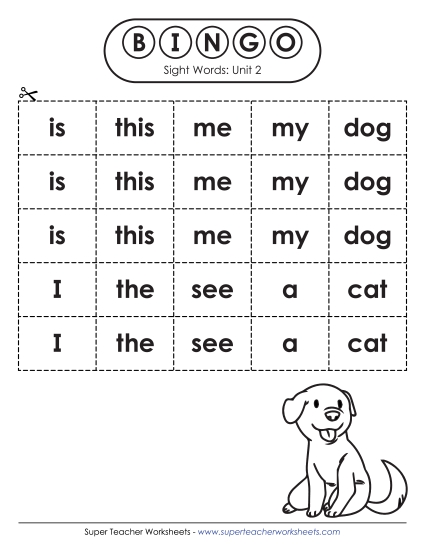 Sight Word Bingo (Unit 2)