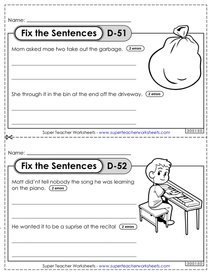 Fix the Sentences D-51 through D-55