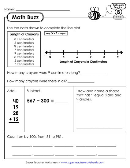 Math Buzz: Week 27<br>Worksheets 131 through 135