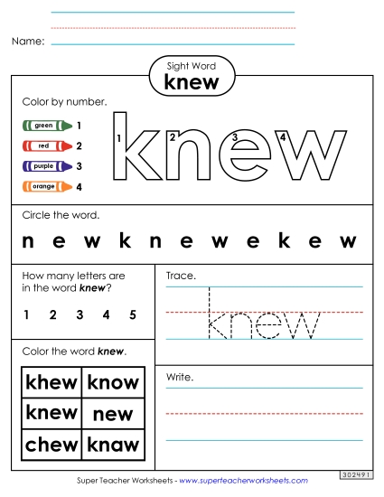 Worksheet 4: Knew