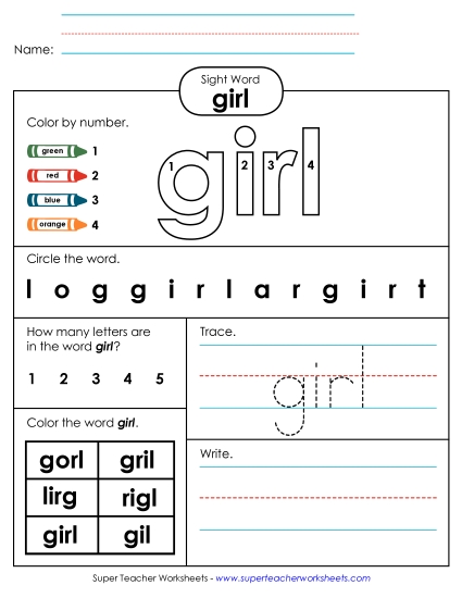 Worksheet 4: Girl