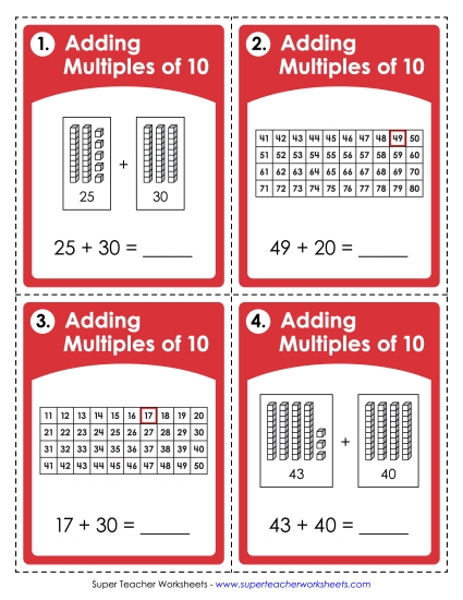 Task Cards: Adding Multiples of 10