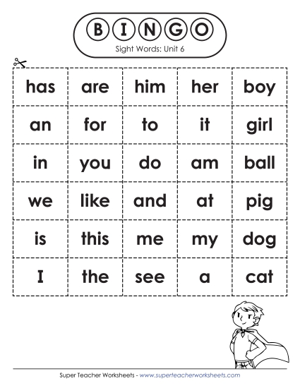 Sight Word Bingo (Unit 6)