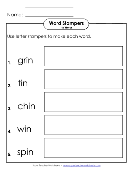 Letter Stampers Activity (-in Words) 