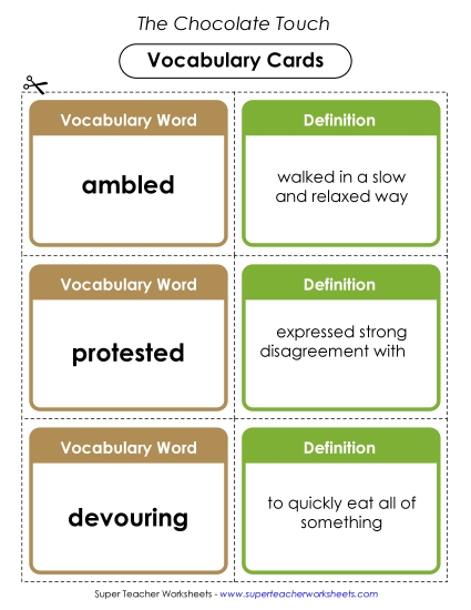 Vocabulary Cards for Chapters 3 & 4