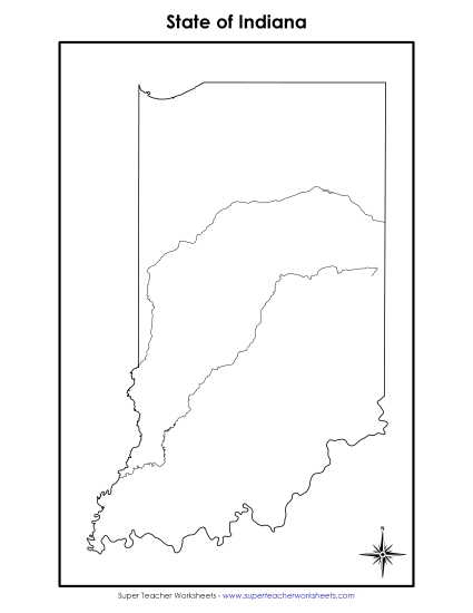 Blank Indiana Map<br>(No Bordering States)