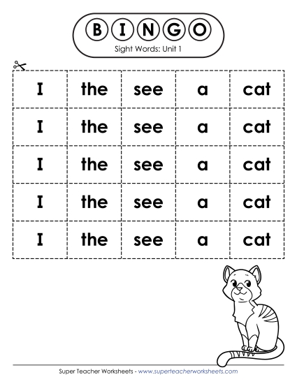 Sight Word Bingo (Unit 1)