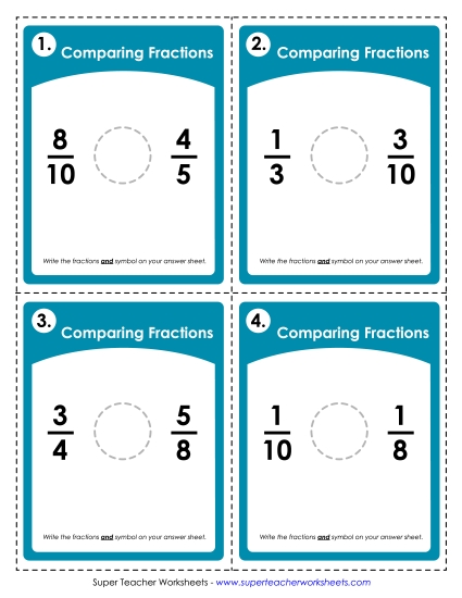 Fractions: Comparing<br>(No Illustrations)