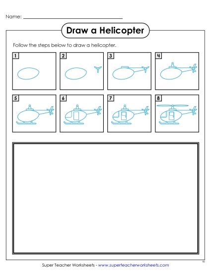 Draw a Helicopter Learning To Draw Worksheet