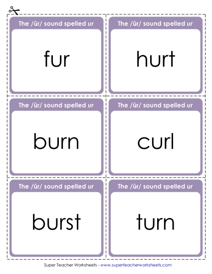 Flash Cards: /ûr/ Spelled <i>ur</i>