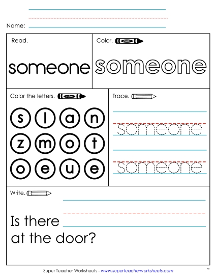 Worksheet 1: Someone