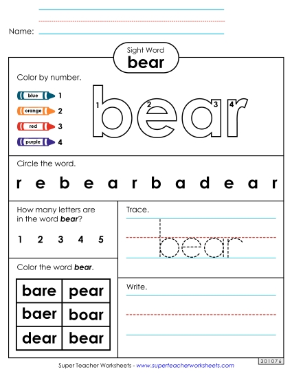 Worksheet 4: Bear