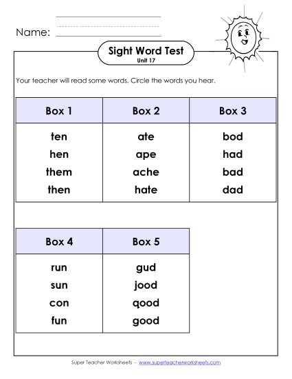 Whole Class Test (Unit 17)