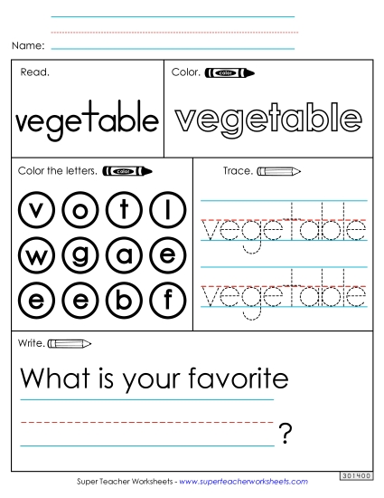 Worksheet 1: Vegetable