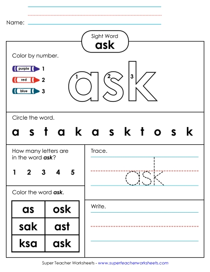 Worksheet 4: Ask