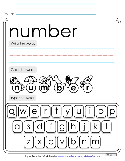 Write, Color, Type: Number