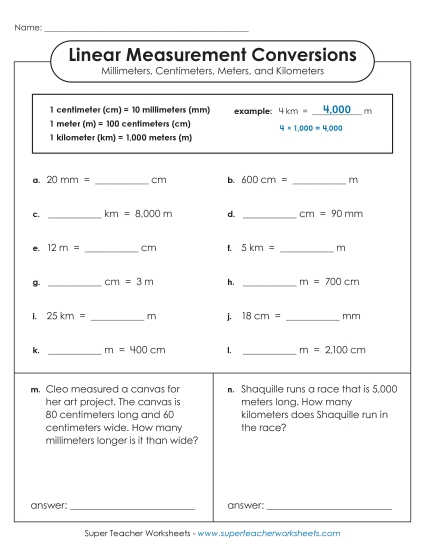 Basic Conversions (mm, cm, m, km)