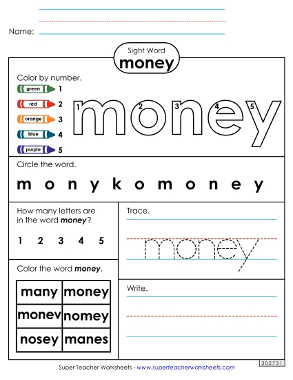 Worksheet 4: Money