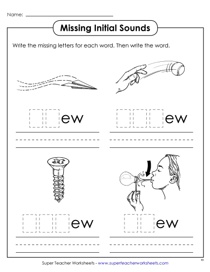 Missing Initial Sounds (-ew)