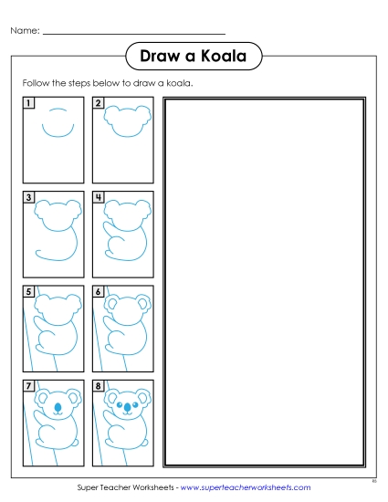 Draw a Koala Bear Learning To Draw Worksheet