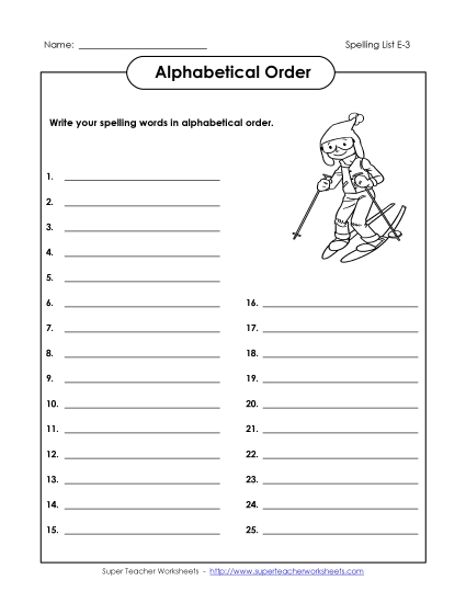 ABC Order: Whole List (E-3)