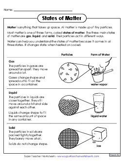 States of Matter Anchor Chart 3rd Grade Science Worksheet