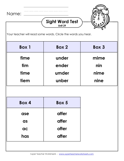 Whole Class Test (Unit 29)