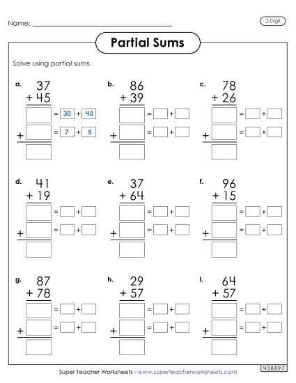 2-Digit Partial Sums Addition