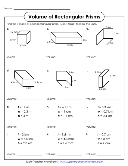 Volume of Rectangular Prisms (Advanced)