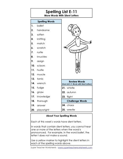 Spelling List (E-11)