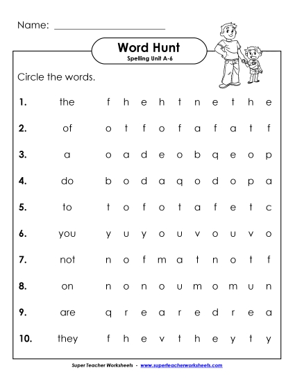 Horizontal Word Hunt (A-6)