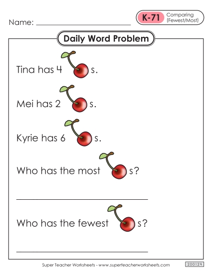 Daily Word Problems <br>K-71 through K-75