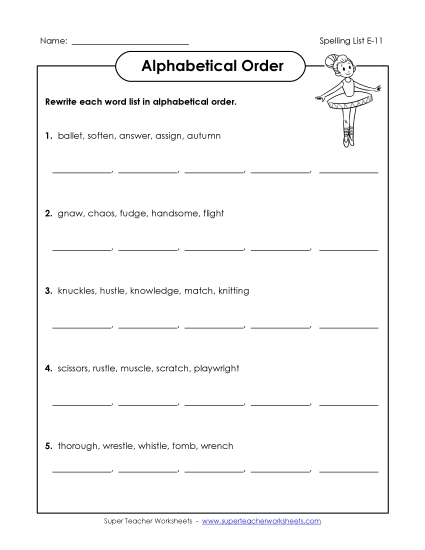 Alphabetical Order (E-11)