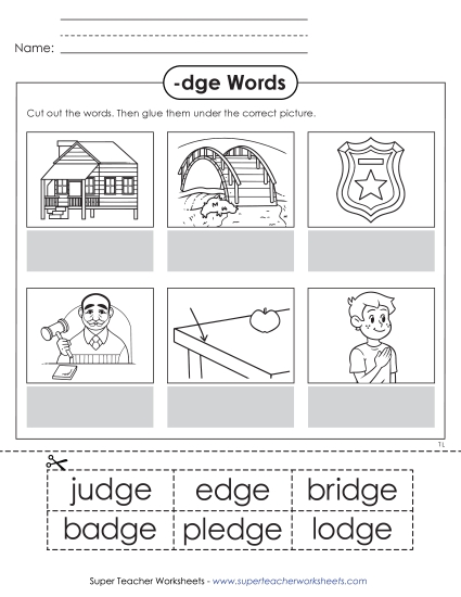 Cut and Glue (-dge Words)