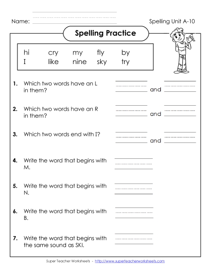 Spelling Practice (A-10)