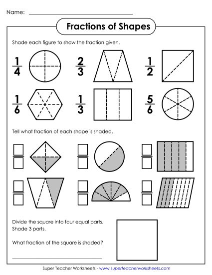 Fractions Shapes 5
