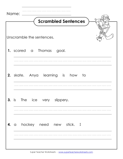 Scrambled Sentences (A-Hockey Words)