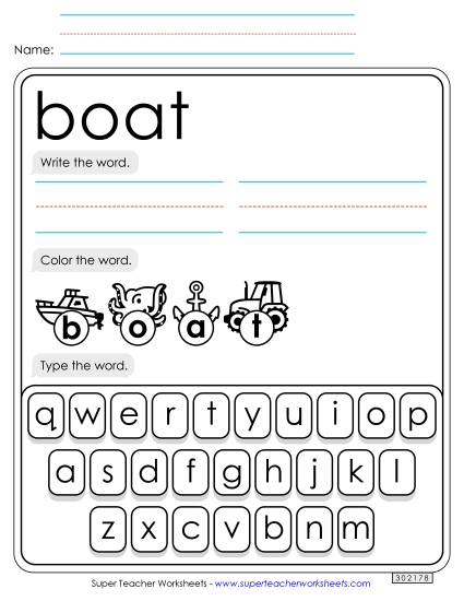 Write, Color, Type: Boat