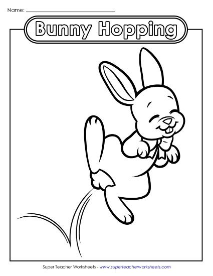 Coloring Page: Hopping Easter Bunny